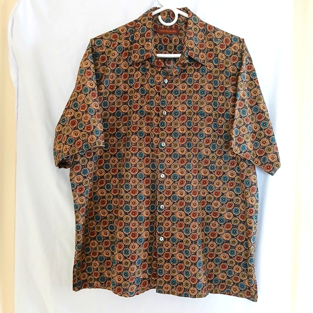 COPY - Tori Richard Multi Pattern Hawaiian Tropical Shirt Size Large Made in USA